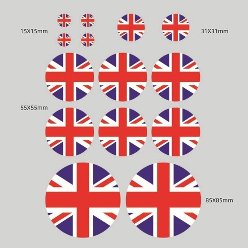Pegatinas redondas de bandera del Reino Unido Union Jack Reino Unido calcomanía de vinilo insignia 14 un. - Imagen 2 de 3