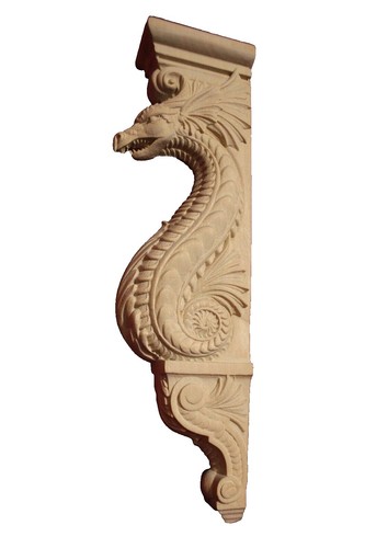 Large Wooden wall bracket shelf/Corbel/Dragon Carved console