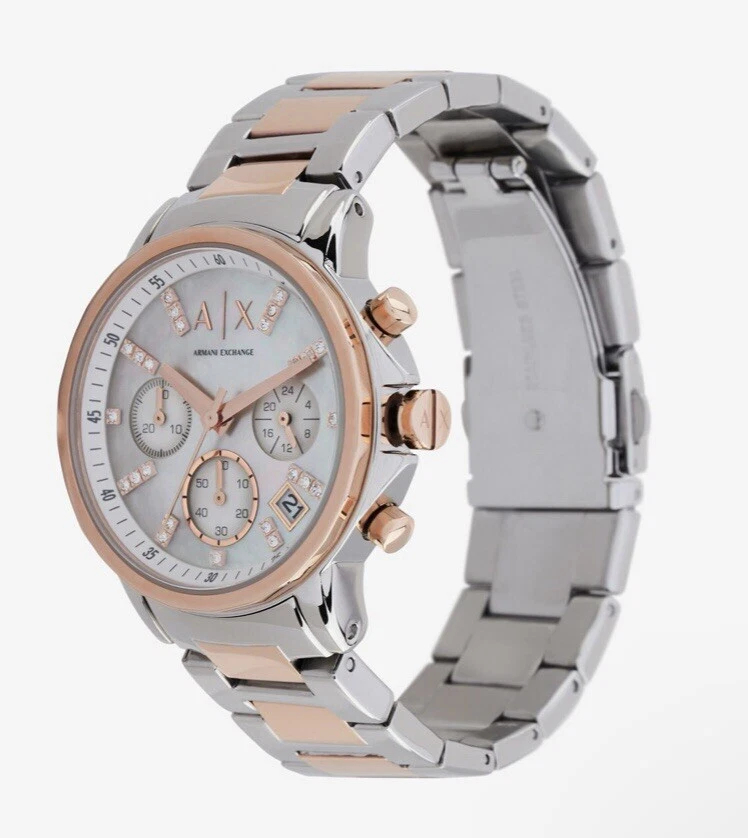 Armani Exchange chronograph silver-rosegold steel ladies watch AX4331 | eBay