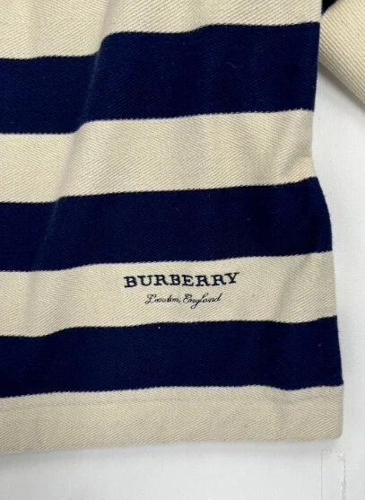 Felpa con cappuccio Burberry uomo Thornford Navy Strip Pullover taglia Medium vendita al dettaglio $650