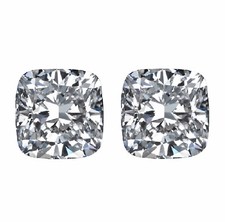 Loose Lab Grown CVD 2 CT Diamond Pair Cushion Shape F Clarity D Color Certified
