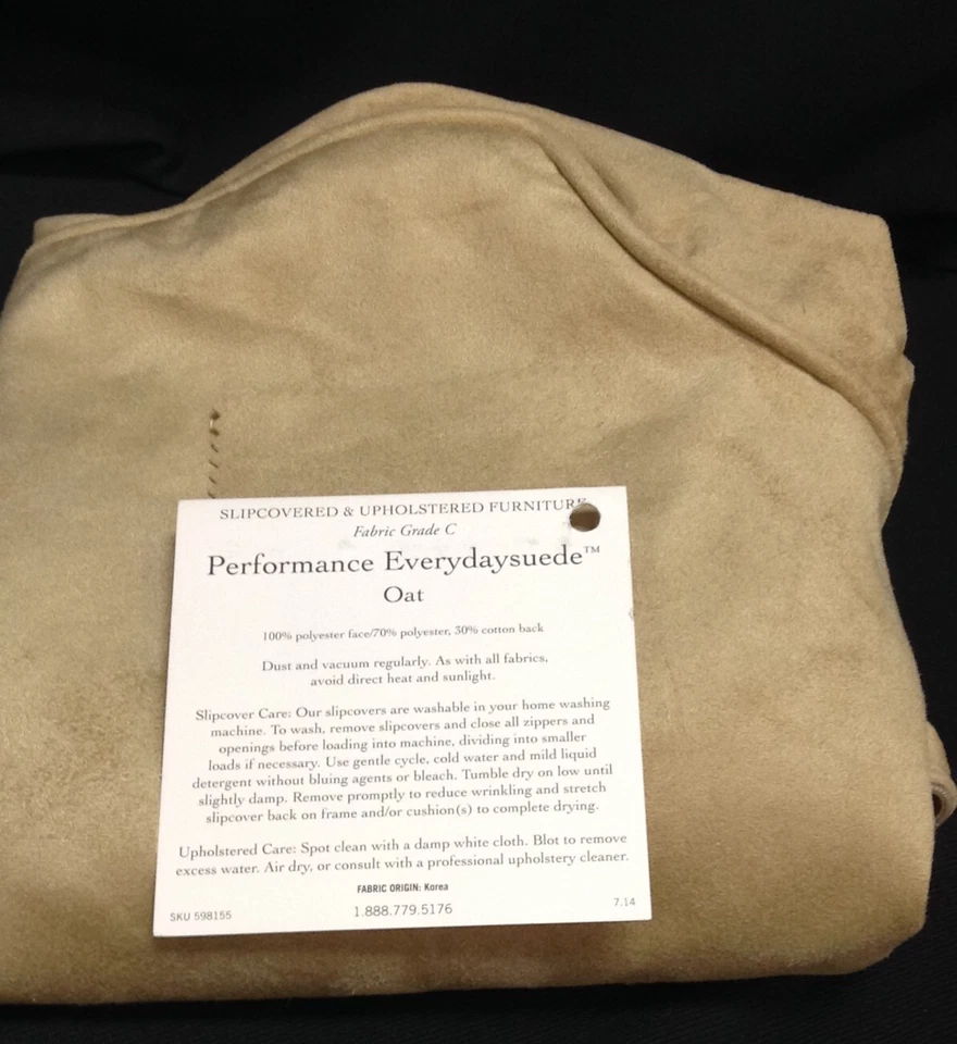 Silla de sofá seccional Pottery Barn almohada trasera con muescas SOLO FUNDA ANTIDESLIZANTE gamuza avena Foto 3 de 3