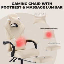 Gaming Chair Footrest and Massage Lumbar Support, Ergonomic Computer Gamer 5