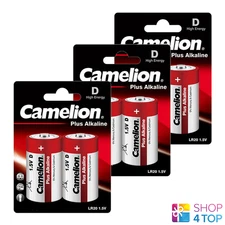 6 Camelion D Plus Alkaline Batteries Lr20 Mn1300 Am1 E95 1.5V 2Bl Exp 2028 NEW