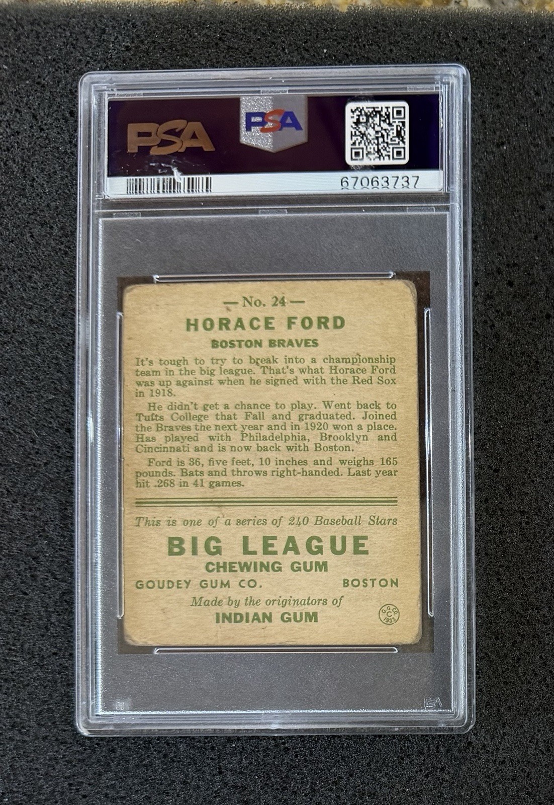 1933 Goudey - #24 Horace Ford - PSA 2 view 2