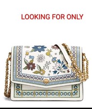 Tory Burch Robinson Small White Multicolor Floral Shoulder Bag Chain Magnetic