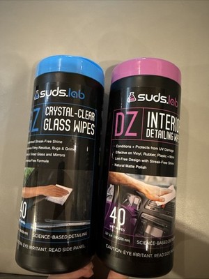 Suds Lab Crystal Clear Glass Wipes + Interior Detailing Wipes 40 Count Per Count