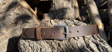 Hand Made Horween Dublin Dark Brown/ Natural Full Grain leather Belt Made in USA