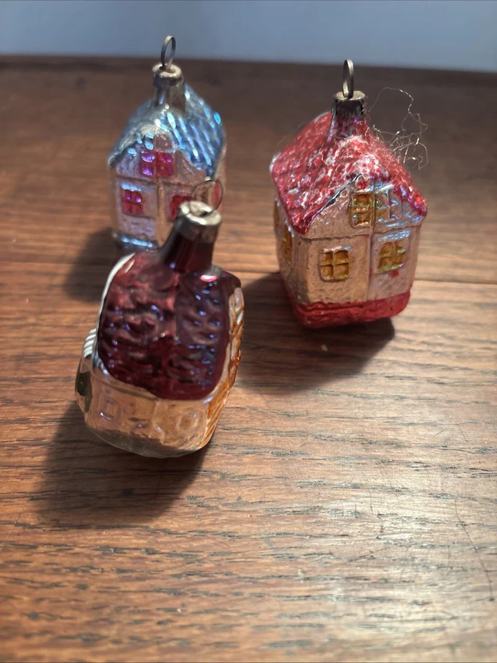 Antique Mid century Cottage Christmas Tree Decorations X 3 - Image 3 of 4