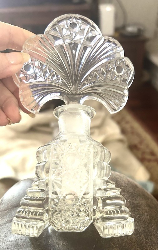 Vintage Irice Art Deco Perfume Bottle with Fan Shape Stopper