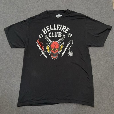 Stranger Things Shirt Men Large Black Hellfire Club Netflix 100% Cotton