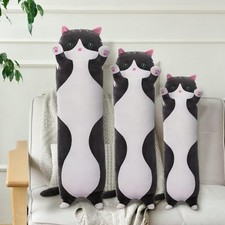 Long Cat Plush Pillow Cute Cat Body Pillow,Black Cat Stuffed Animal Soft Plus...