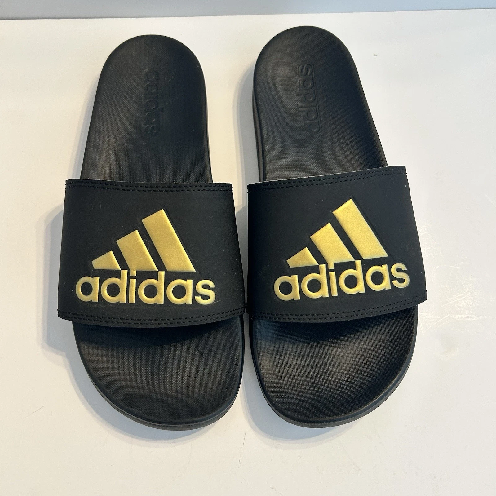 Sandali calcio Adidas Slides logo oro nero uomo taglia 9