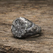 Viking Rune Ring, Nordic Norse Jewelry, Gothic Men's Ring, Pagan Symbol Band