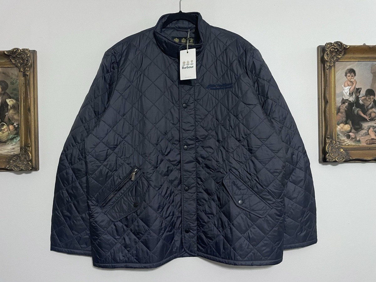 New Men Barbour Flyweight Chelsea Quilted Jacket Full-Zip Navy 2XL