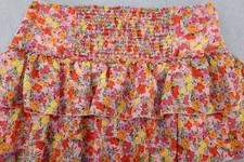 Wild Fable Floral Mini Skirt Tiered Ruffle Smocked Elastic Waist Pink XL