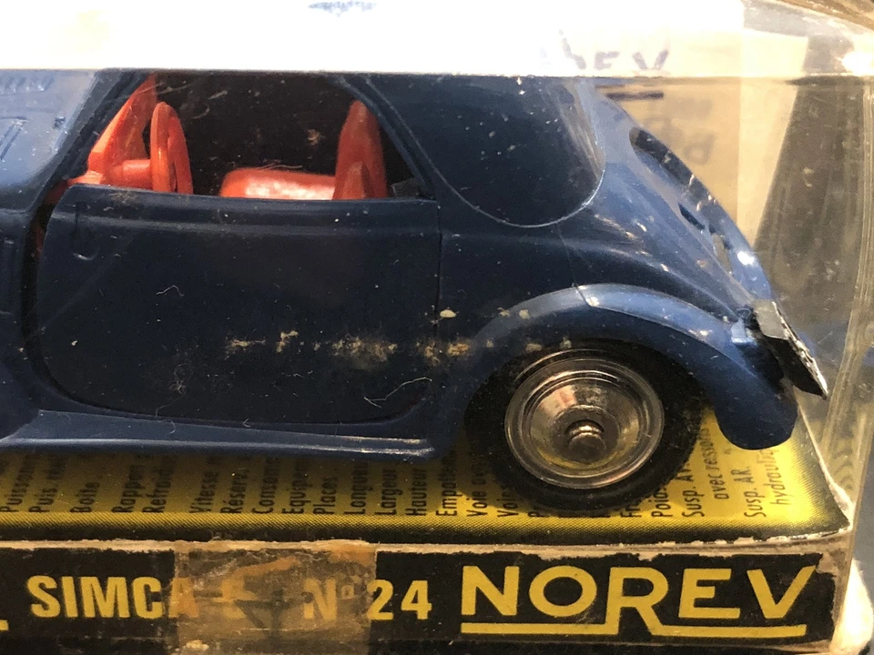 Vintage Norev #24 Simca 5 Plastic Blue Model Car - Scale 1:43 - Image 3 of 4
