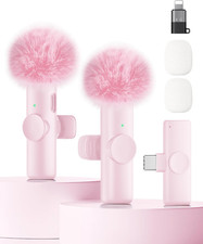 Wireless Microphone for Iphone Ipad and Android Phone, 2 Pack Wireless Lavalier