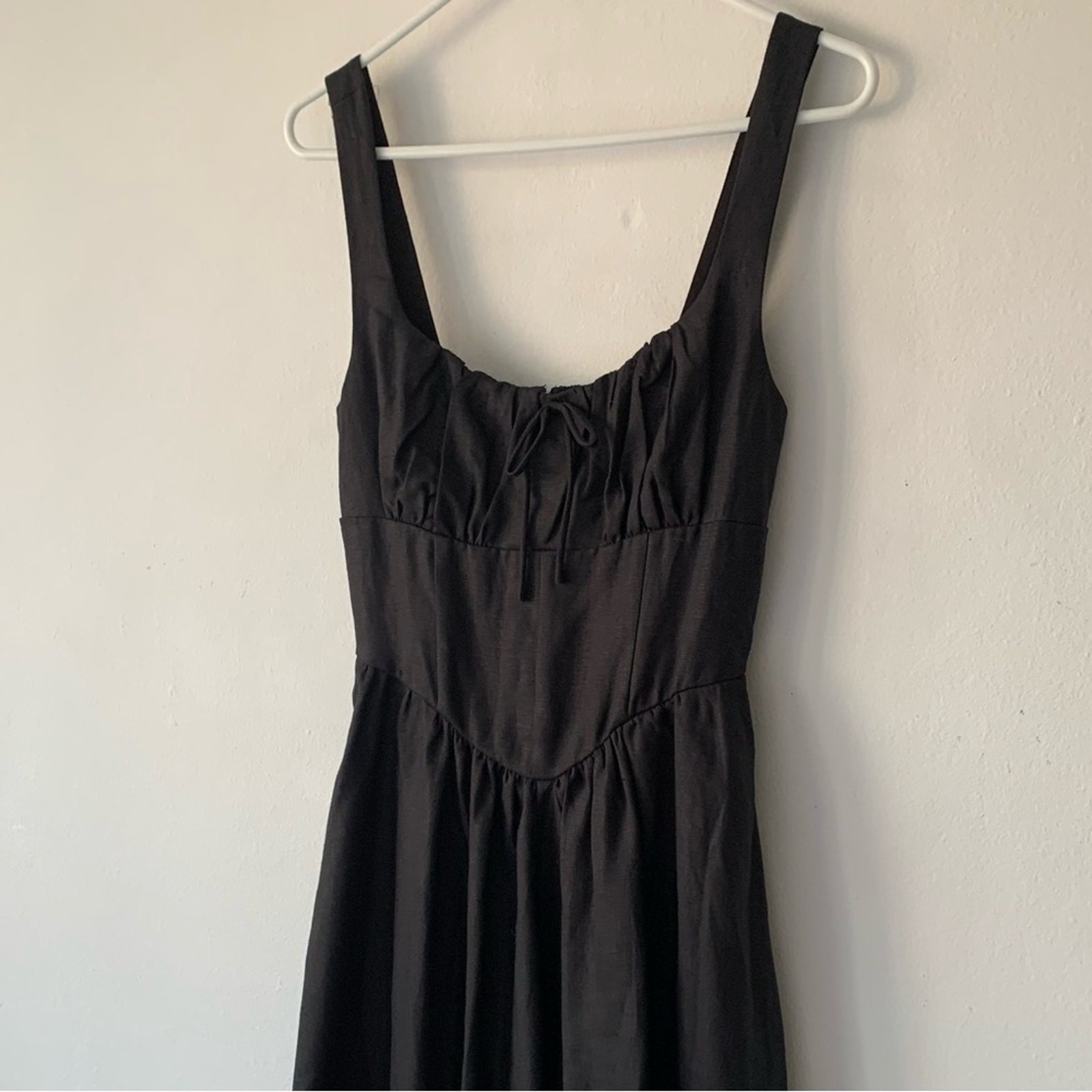 NWT Reformation Balia Linen Corset Sleeveless A Line Midi Dress Black image 6