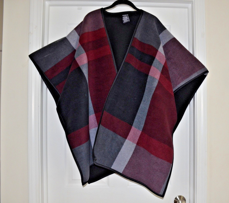 Ike Behar cape, one size fits all. Excellent condition  Burgundy, gray, black