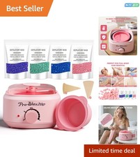 Pink Waxing Kit for Women  Men - Complete Hard Wax Beads  Warmer Included