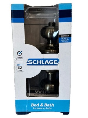 Schlage Antique Brass Privacy Locking Georgian Door Knob F40V GEO 609 Bed Bath