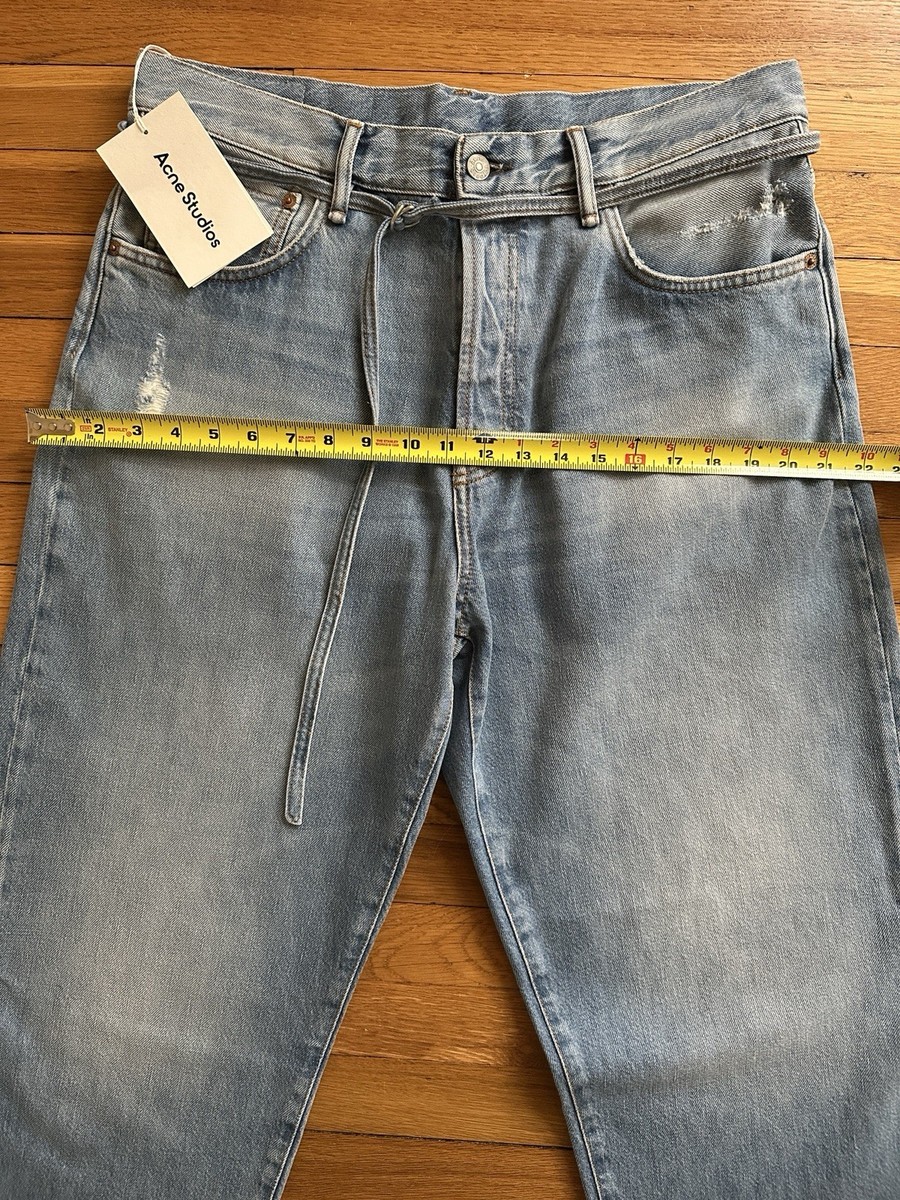 Acne Studios 1991 TOJ Light Blue Distressed Loose Fit Cotton Denim