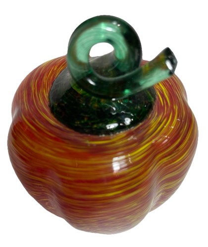 Apple Art Glas mundgeblasen Briefbeschwerer Figur orange und gelb Wirbelstiel Germany - Bild 1 von 7