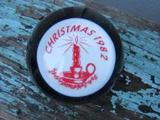 Wheaton Village Christmas 1982 Paperweight Hand-Blown Glass Vtg Green Candle