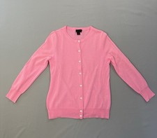 J. Crew Bright Pink Cashmere Cardigan Sweater Size S Excellent Condition