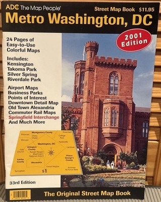Washington DC Fairfax Arlington Alexandria VA Street Map Atlas Book ADC 2001