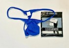 Men's Size L (USA-M) Sheer See Through T-Back Thong - Blue - Waffled Fabric — photo 2