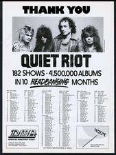 1984 Quiet Riot photo 1983 tour dates list vintage trade print ad