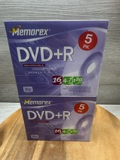 2- Memorex DVD R 16x 4.7GB 120 Min Recordable Blank DVDs - 5 Pack Each