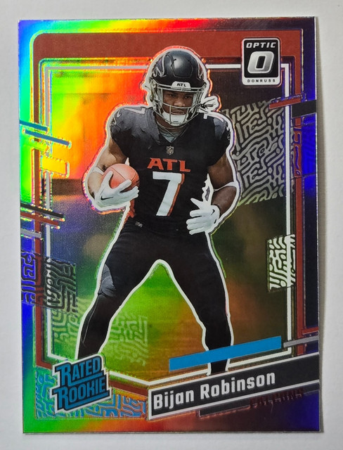 Bijan Robinson RC 2023 Donruss Rated Rookie Optic Preview Holo Prizm🌈falcons