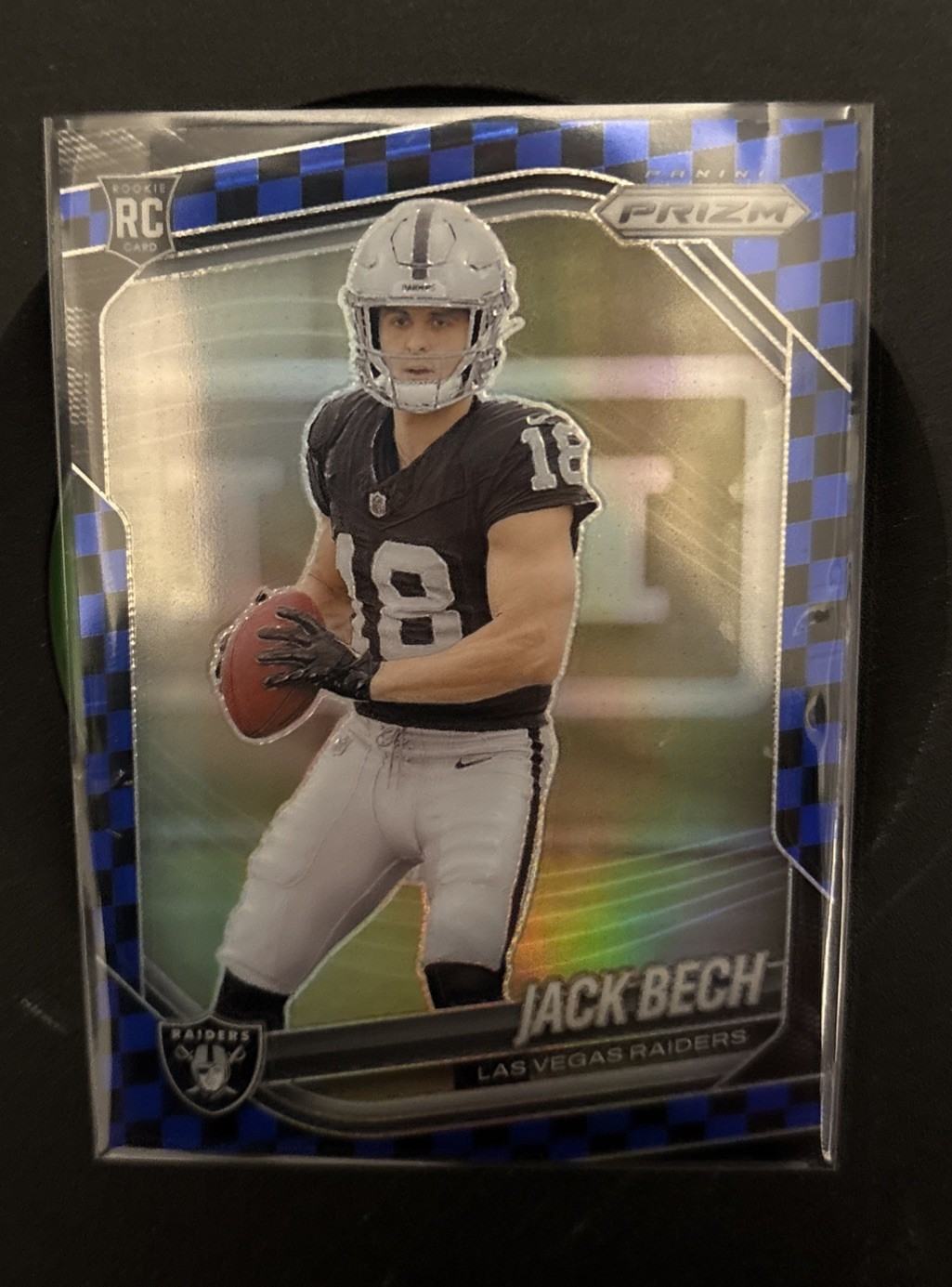 JACK BECH 2025 Panini Prizm Black Blue Checker Prizm RC #346 Raiders SSP Rare