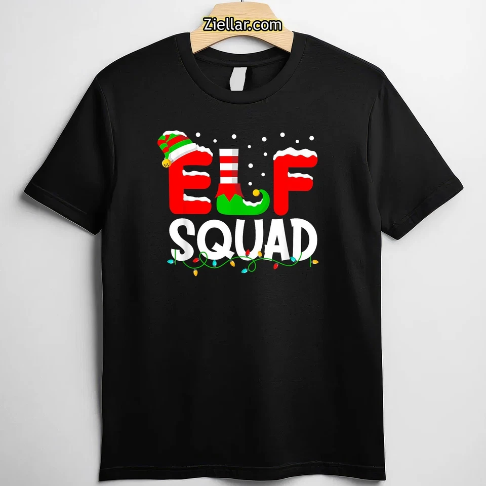 Camiseta de Navidad familiar a juego Elf Squad, divertida camiseta unisex de vacaciones regalo Foto 3 de 4