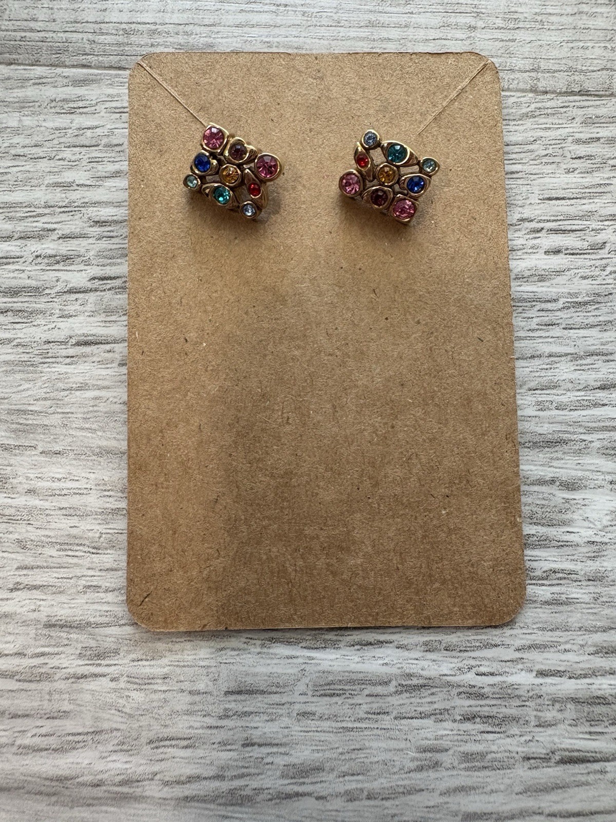 Gold Large Statement Earrings With Multi-Color Bl… - image 3