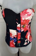 GUESS FLORAL BUSTIER TOP women  s size 0 zip up no straps built in wire