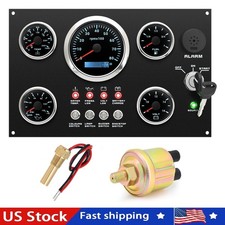 5 Gauge Set Instrument Panel 0-8000RPM 12V 7-Colors LED For Marine Boat Yacht