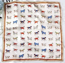 100% Silk Scarf Women Vintage Flower Kerchief 20" Small Square Bandana A20