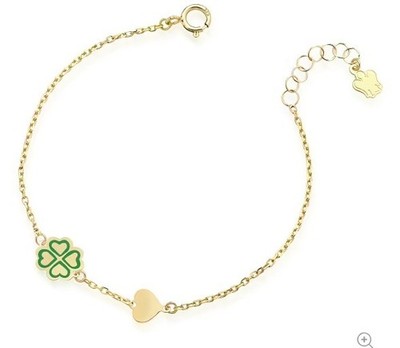 ARMBAND AUS 9K GELBGOLD ROBERTO GIANNOTTI ENGEL HERZ UND KLEEBLATT NKT391