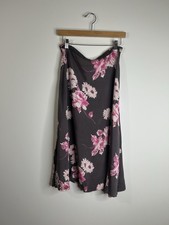 Vintage 1940  s Skirt Women  s Gray Floral Midi Everyday Causal