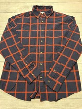 Old Navy Everyday Shirt Mens Large Blue Red Plaid Long Sleeve Stretch Casual