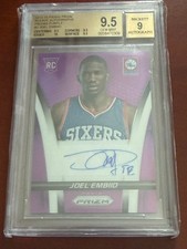 2014-15 Panini Prizm Joel Embiid Rookie Purple 6/99 BGS 9.5 10 AUTO 9