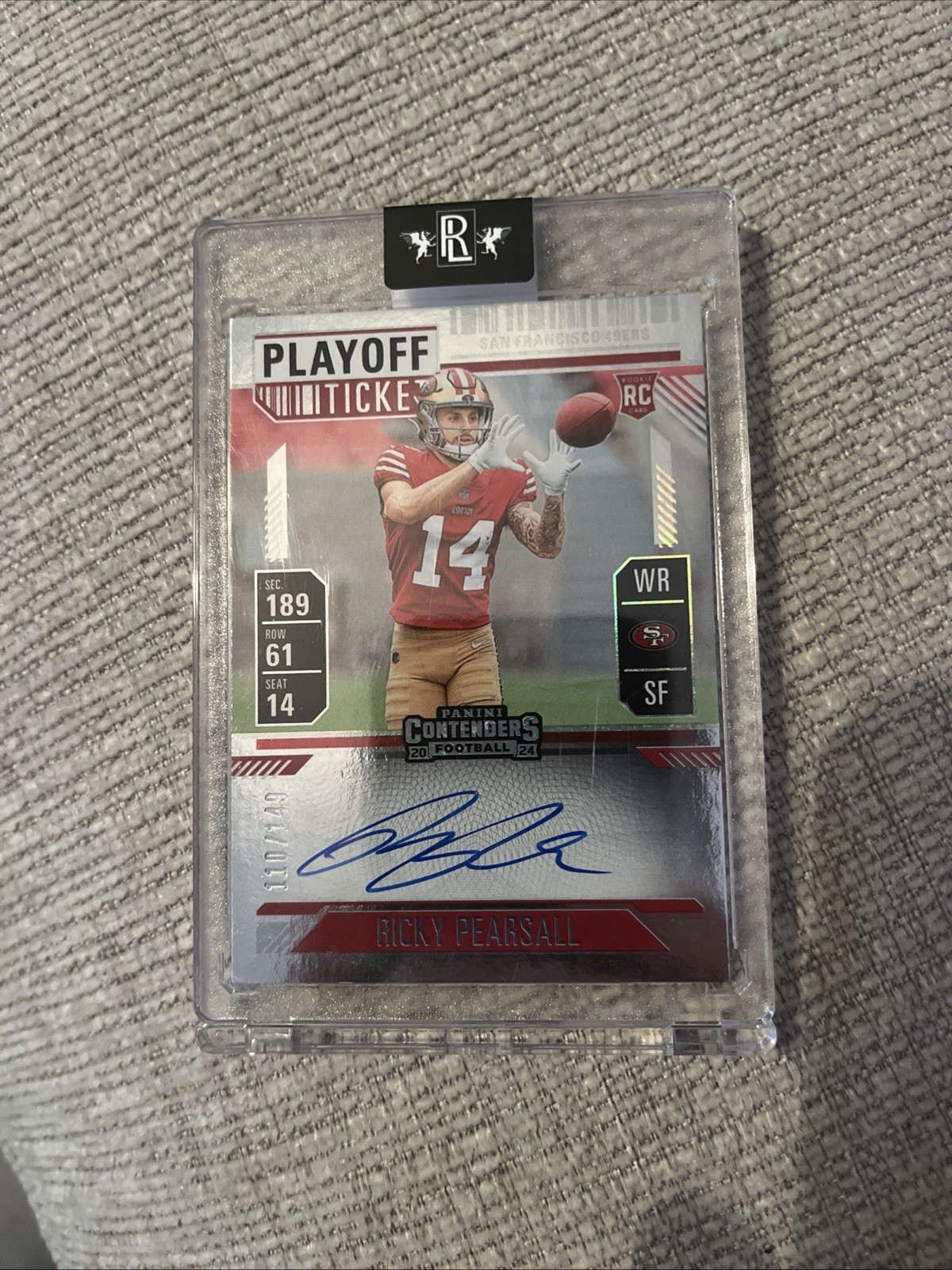 2024 Panini Contenders Ricky Pearsall Playoff Ticket Auto 110 /149