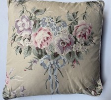 1 RARE Ralph Lauren EVELYN  Decorative PILLOW Cream FLORAL Blue BOW Flower