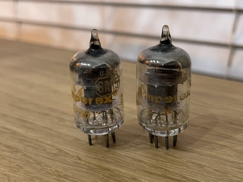 Matched Pair Amperex 6AK5 EF95 Tubes Orange Globes Test NOS