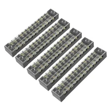 6 Pack 12 Positions Dual Rows 600V 15A Terminal Strip Blocks w Screws TB-1512L