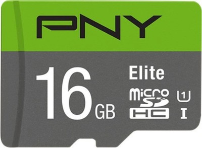 PNY Elite microSD 16 GB, Speicherkarte grau/grün, Class 10, UHS-I, SD-Adapter